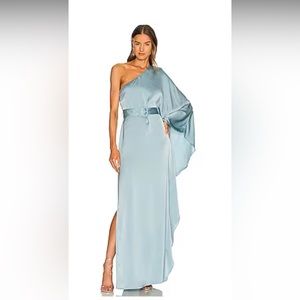 Revolve Serena Gown/ Michael Costello in dusty teal. NWT. Size XL.